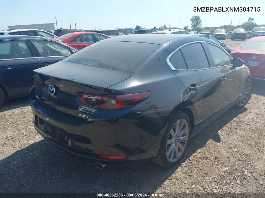 2022 Mazda Mazda3 Select VIN: 3MZBPABLXNM304715 Lot: 40262236