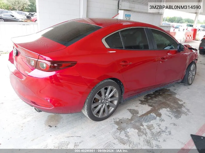 2022 Mazda Mazda3 Select VIN: 3MZBPABL0NM314590 Lot: 40295981