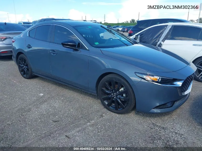 2022 Mazda Mazda3 Carbon Edition VIN: 3MZBPACL3NM302366 Lot: 40489234