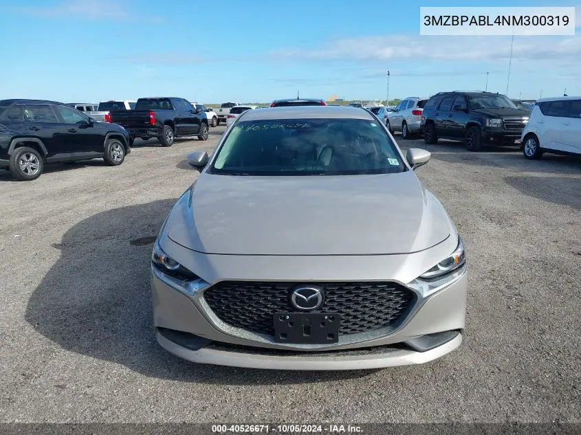 2022 Mazda 3 Select VIN: 3MZBPABL4NM300319 Lot: 40526671