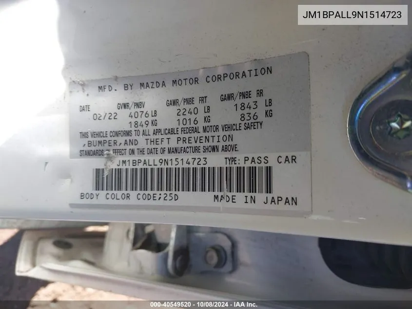 JM1BPALL9N1514723 2022 Mazda Mazda3 Preferred