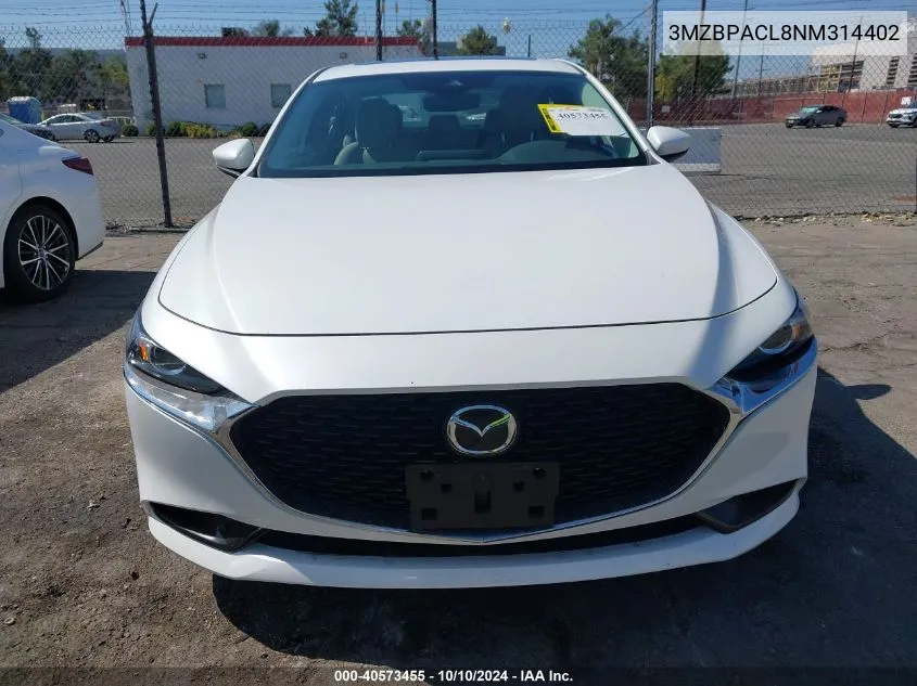 2022 Mazda Mazda3 Preferred VIN: 3MZBPACL8NM314402 Lot: 40573455