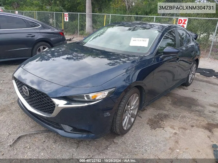 2022 Mazda Mazda3 Preferred VIN: 3MZBPACLXNM304731 Lot: 40722782