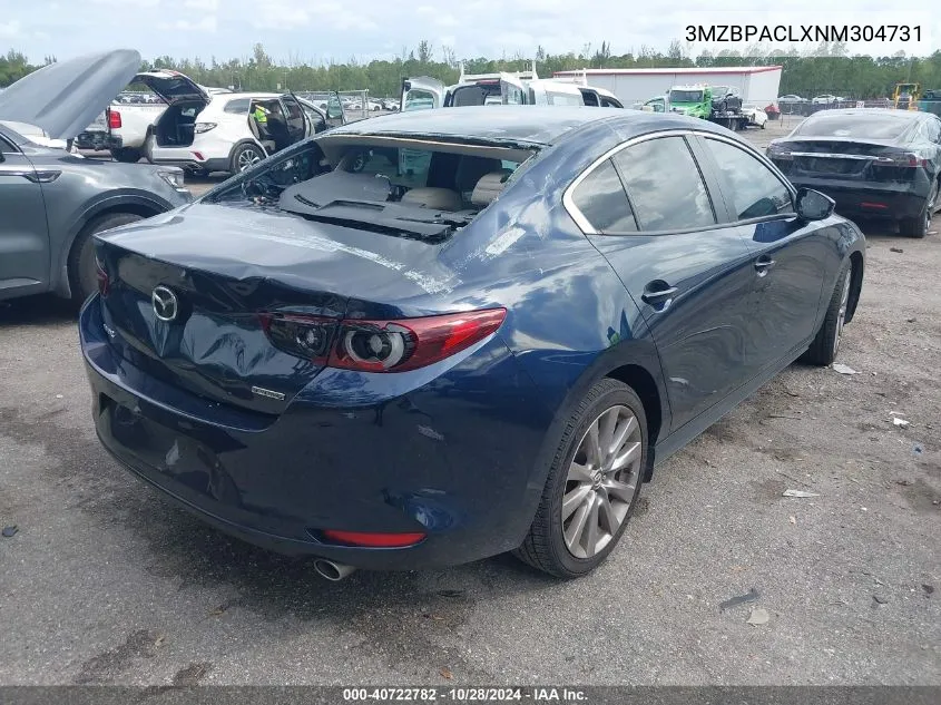 2022 Mazda Mazda3 Preferred VIN: 3MZBPACLXNM304731 Lot: 40722782