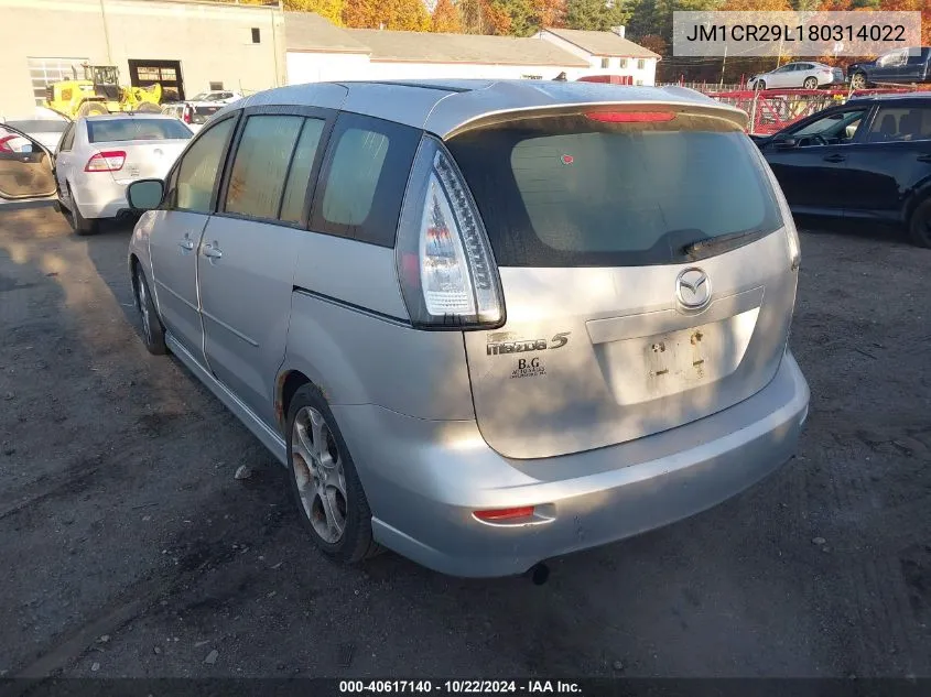 2008 Mazda Mazda5 Touring VIN: JM1CR29L180314022 Lot: 40617140