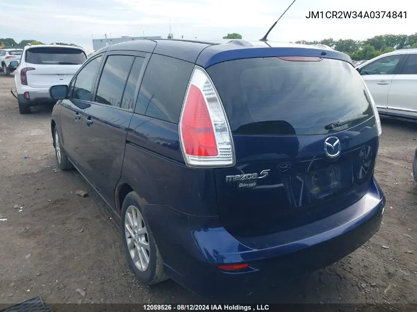 2010 Mazda Mazda5 VIN: JM1CR2W34A0374841 Lot: 12059526