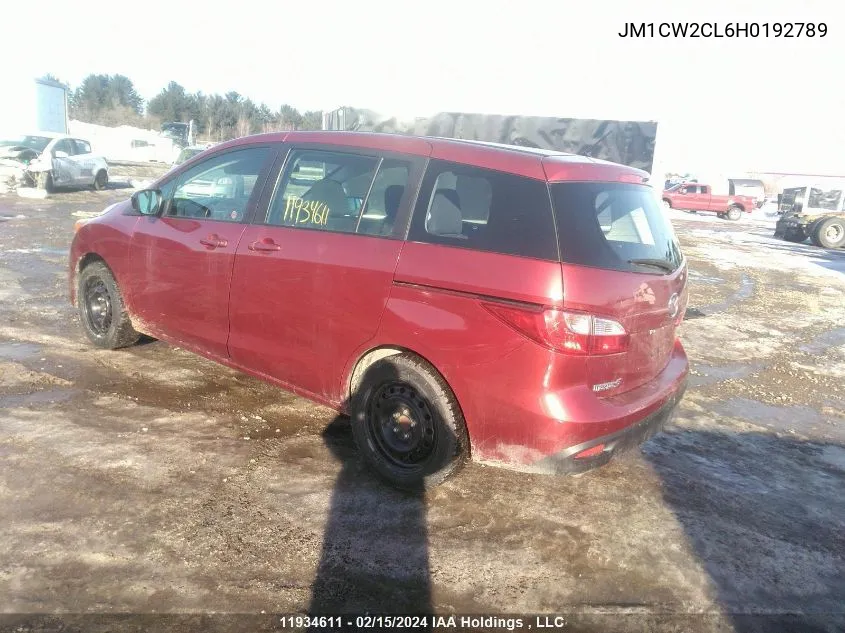 2017 Mazda 5 Touring VIN: JM1CW2CL6H0192789 Lot: 11934611