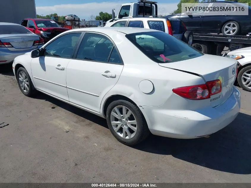 2003 Mazda Mazda6 I VIN: 1YVFP80C835M41116 Lot: 40126484