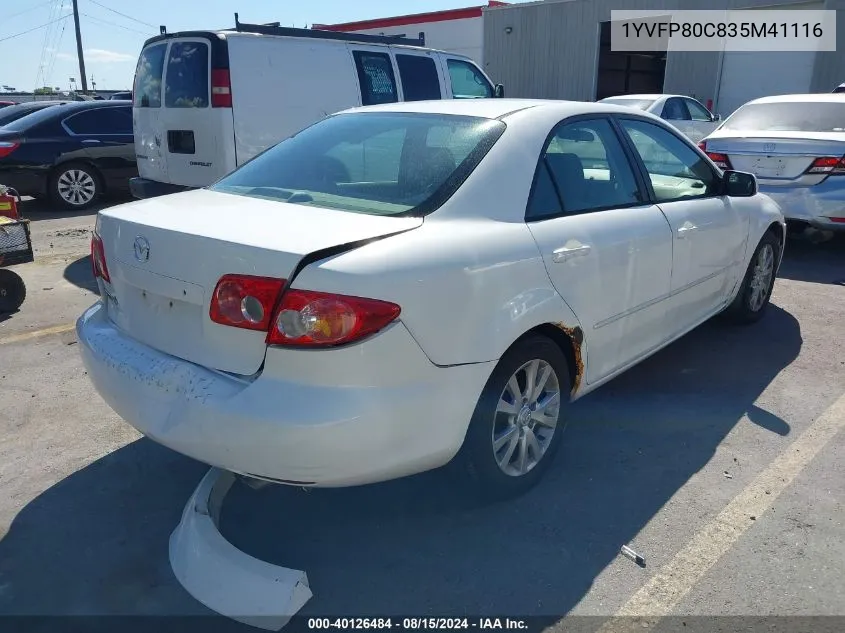 2003 Mazda Mazda6 I VIN: 1YVFP80C835M41116 Lot: 40126484