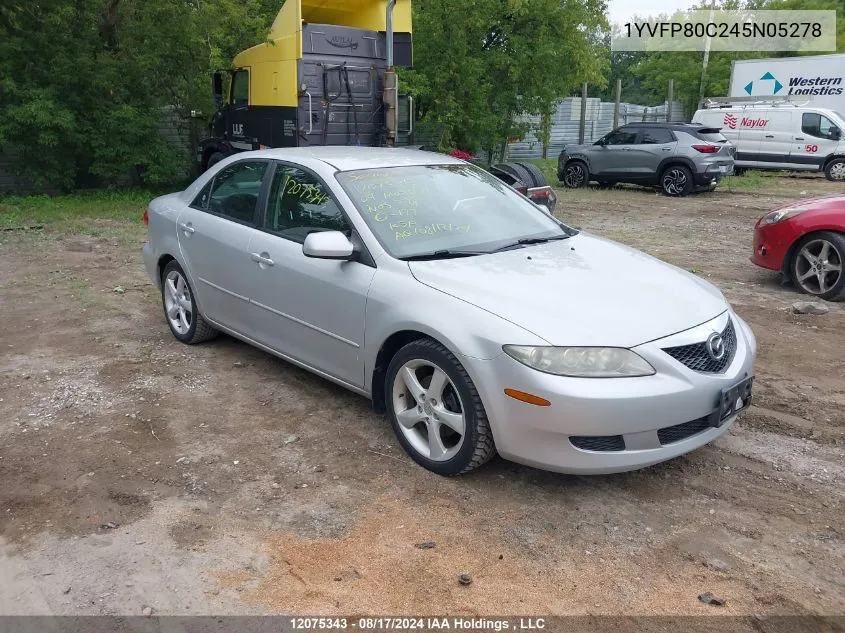 2004 Mazda Mazda6 VIN: 1YVFP80C245N05278 Lot: 12075343