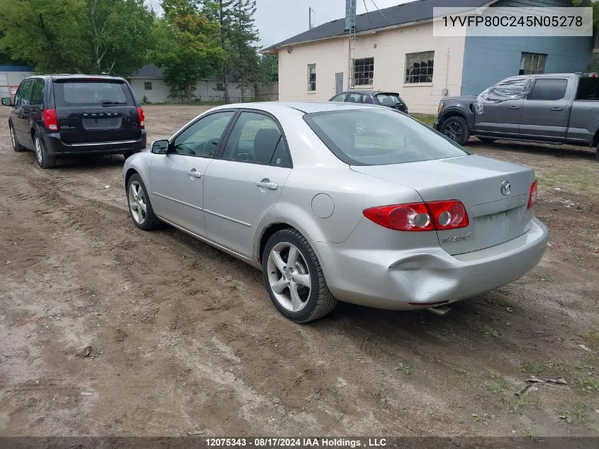 2004 Mazda Mazda6 VIN: 1YVFP80C245N05278 Lot: 12075343