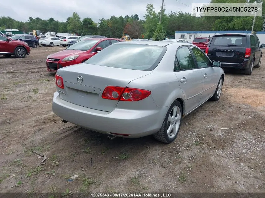 2004 Mazda Mazda6 VIN: 1YVFP80C245N05278 Lot: 12075343