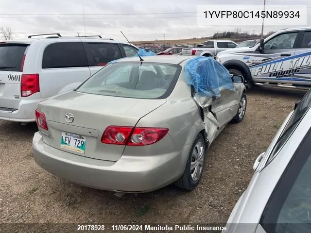 2004 Mazda 6 Mazda Gs VIN: 1YVFP80C145N89934 Lot: 20178928