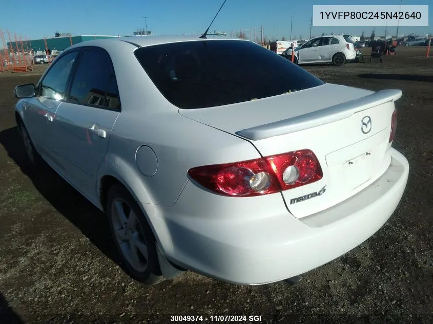 2004 Mazda 6 I VIN: 1YVFP80C245N42640 Lot: 30049374