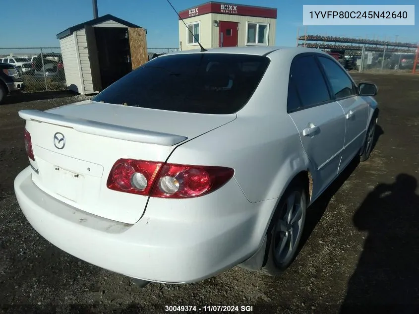 2004 Mazda 6 I VIN: 1YVFP80C245N42640 Lot: 30049374