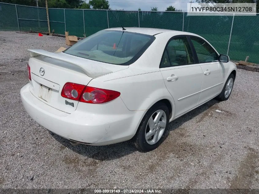 2004 Mazda Mazda6 I VIN: 1YVFP80C345N12708 Lot: 39919149