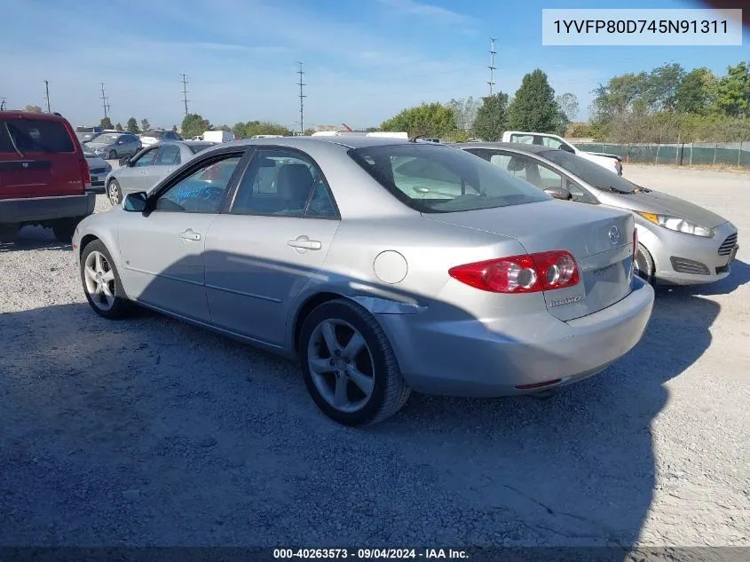 2004 Mazda Mazda6 S VIN: 1YVFP80D745N91311 Lot: 40263573