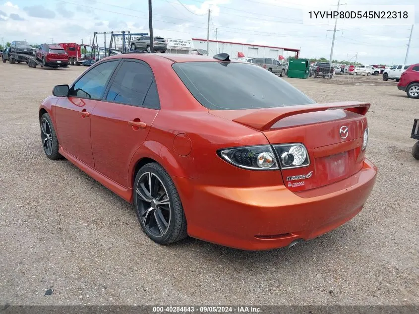 2004 Mazda Mazda6 S VIN: 1YVHP80D545N22318 Lot: 40284843