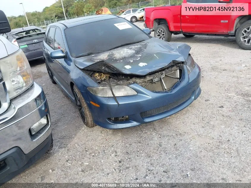 2004 Mazda 6 S VIN: 1YVHP82D145N92136 Lot: 40715689