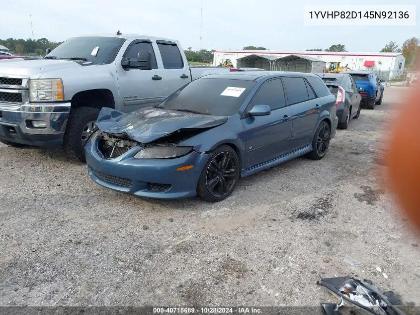 2004 Mazda 6 S VIN: 1YVHP82D145N92136 Lot: 40715689