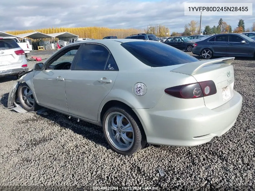 2004 Mazda Mazda6 S VIN: 1YVFP80D245N28455 Lot: 40820264