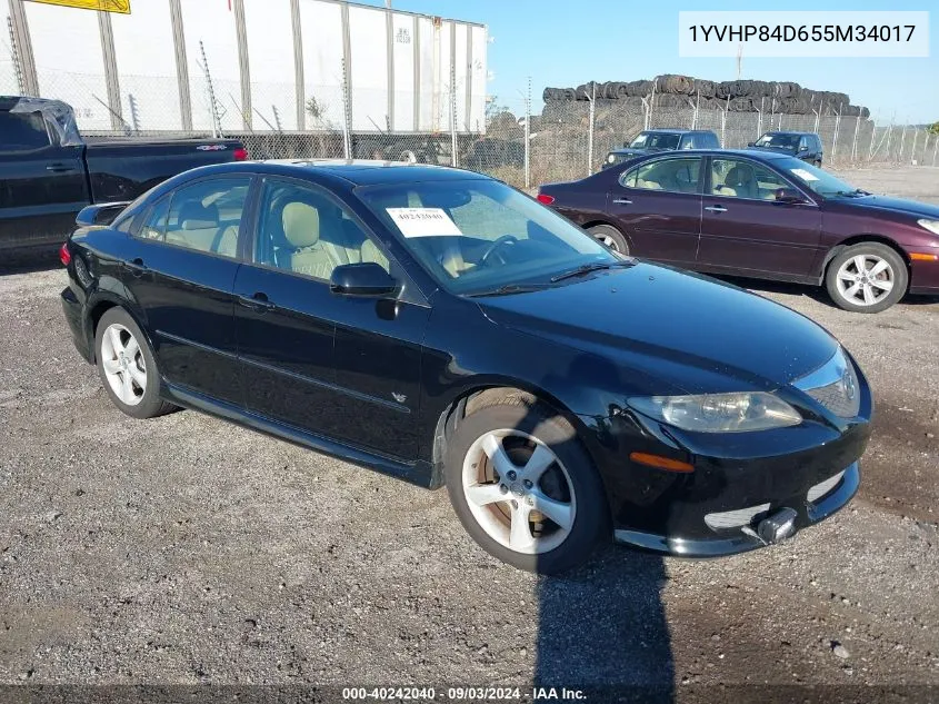 2005 Mazda Mazda6 S Sport VIN: 1YVHP84D655M34017 Lot: 40242040