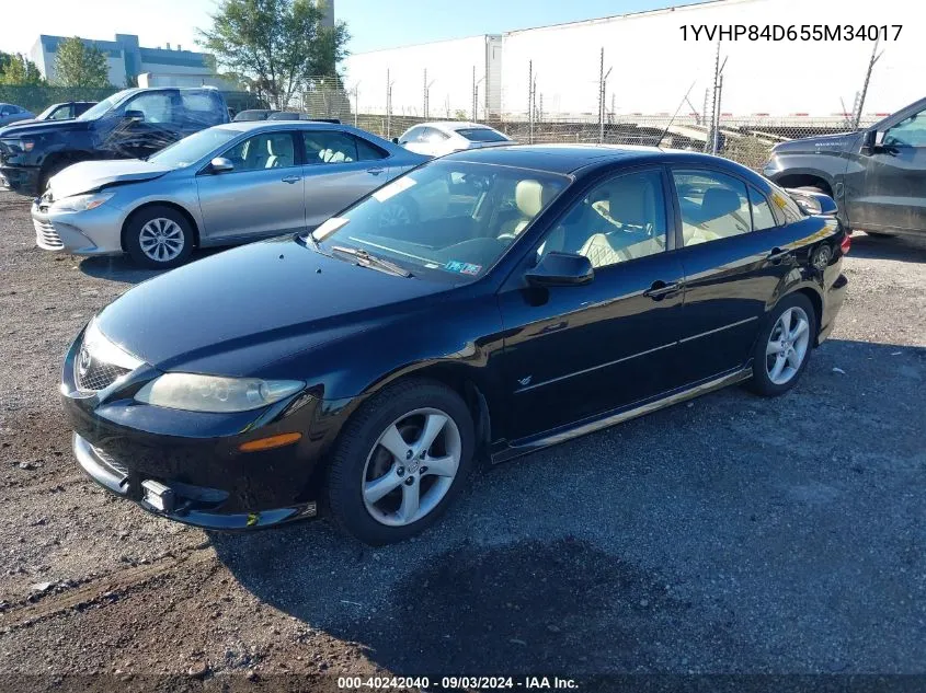 2005 Mazda Mazda6 S Sport VIN: 1YVHP84D655M34017 Lot: 40242040