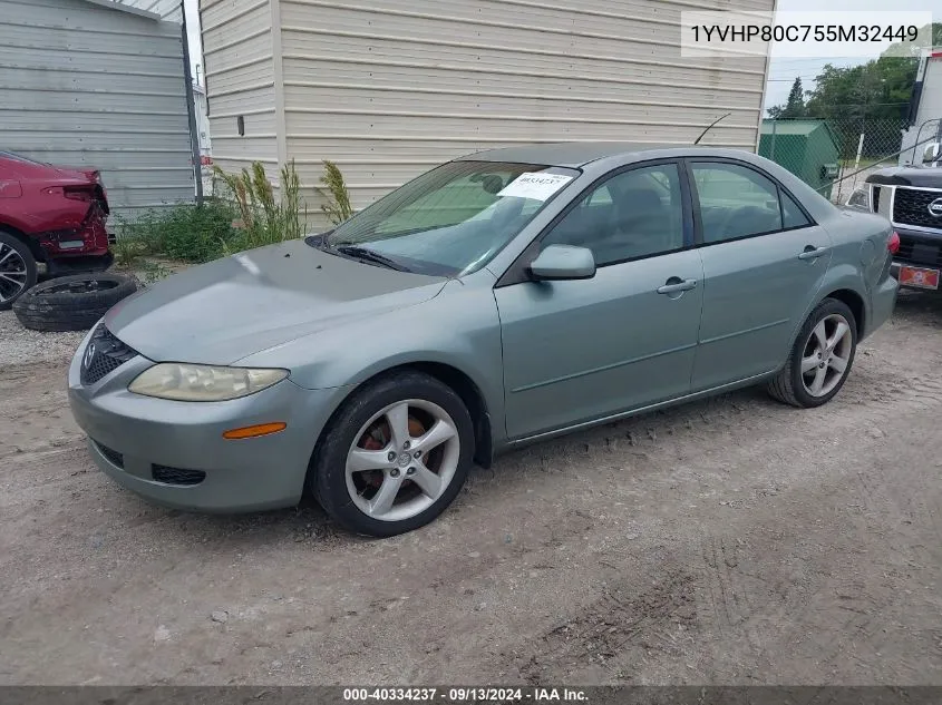 2005 Mazda Mazda6 I Base VIN: 1YVHP80C755M32449 Lot: 40334237