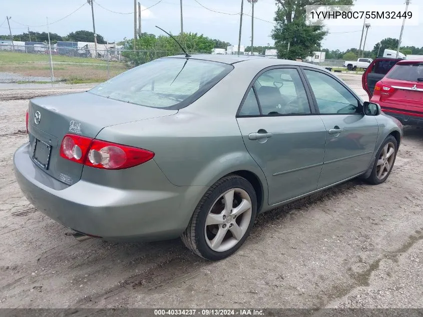 2005 Mazda Mazda6 I Base VIN: 1YVHP80C755M32449 Lot: 40334237