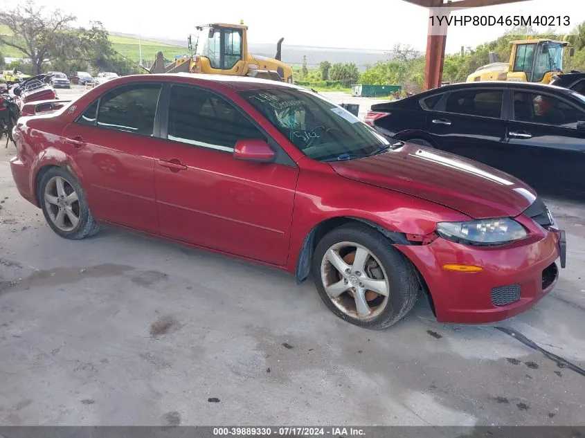 2006 Mazda Mazda6 S VIN: 1YVHP80D465M40213 Lot: 39889330