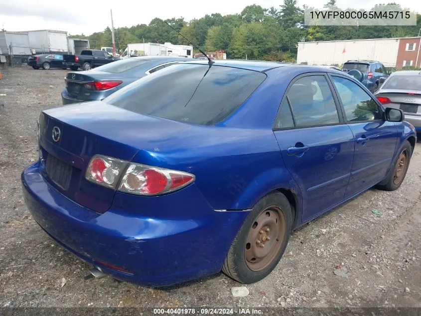 2006 Mazda Mazda6 I VIN: 1YVFP80C065M45715 Lot: 40401978