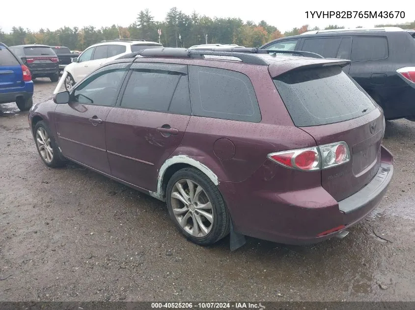 2006 Mazda Mazda6 VIN: 1YVHP82B765M43670 Lot: 40525206