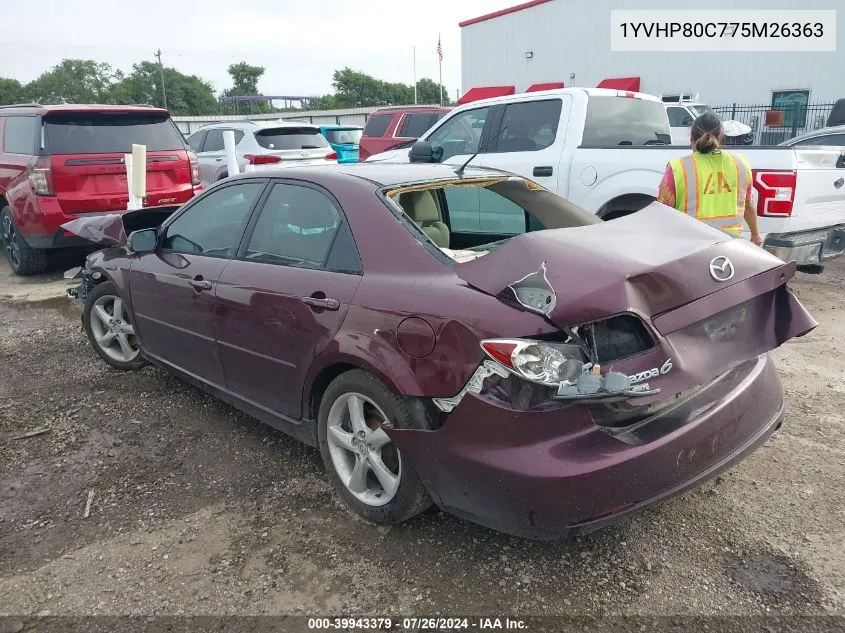 2007 Mazda Mazda6 I Sport Ve VIN: 1YVHP80C775M26363 Lot: 39943379