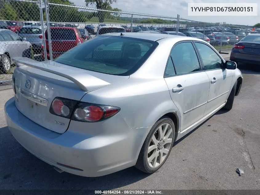 2007 Mazda Mazda6 S VIN: 1YVHP81D675M00151 Lot: 40164254