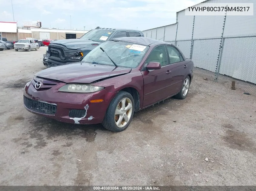 2007 Mazda Mazda6 I Sport Ve VIN: 1YVHP80C375M45217 Lot: 40383054