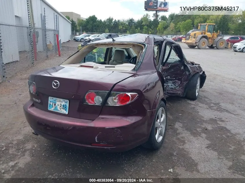 2007 Mazda Mazda6 I Sport Ve VIN: 1YVHP80C375M45217 Lot: 40383054