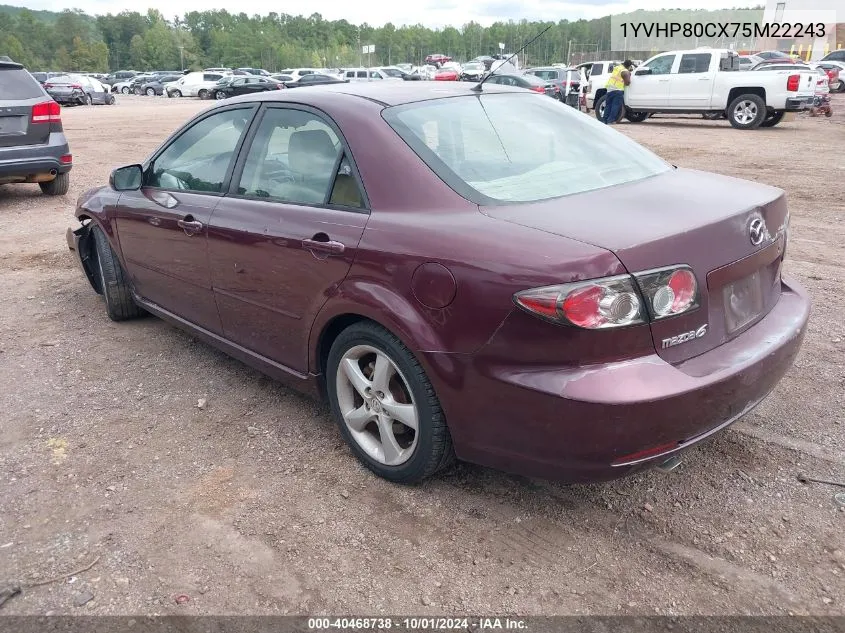 2007 Mazda 6 I VIN: 1YVHP80CX75M22243 Lot: 40468738