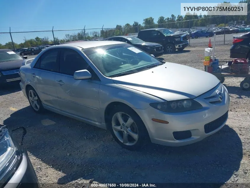 2007 Mazda Mazda6 I Sport Ve VIN: 1YVHP80C175M60251 Lot: 40557650