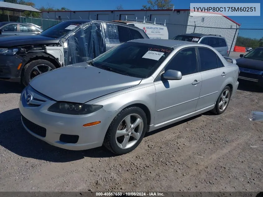 2007 Mazda Mazda6 I Sport Ve VIN: 1YVHP80C175M60251 Lot: 40557650