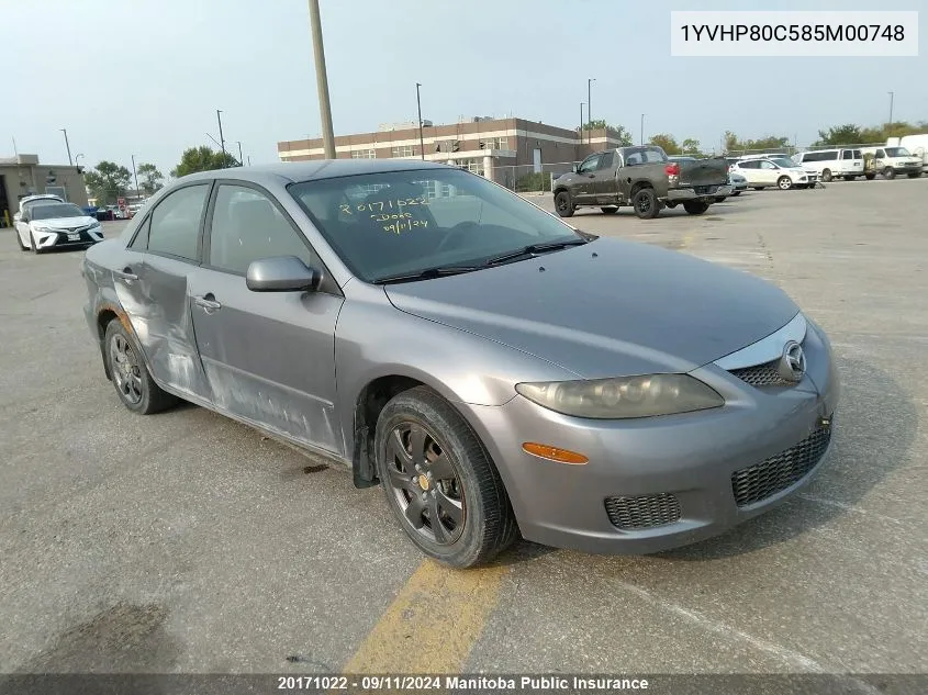 2008 Mazda Mazda6 Gs VIN: 1YVHP80C585M00748 Lot: 20171022