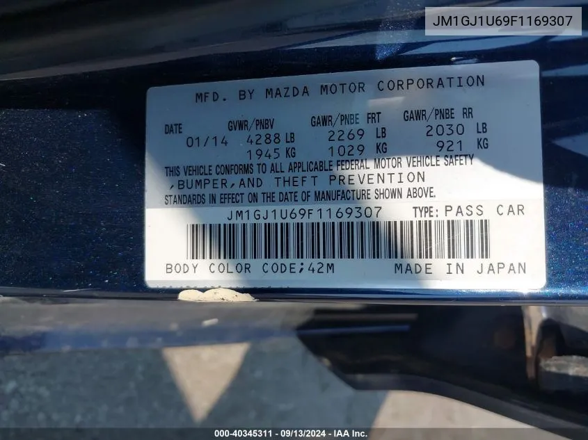 JM1GJ1U69F1169307 2015 Mazda Mazda6 I Sport