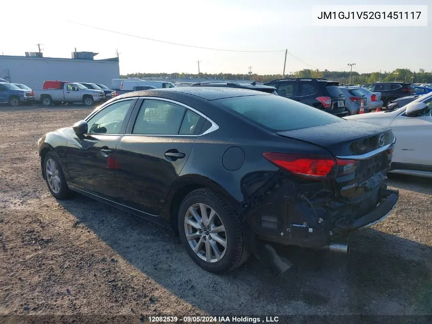 2016 Mazda Mazda6 VIN: JM1GJ1V52G1451117 Lot: 12082539