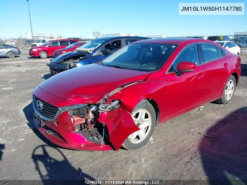 2017 Mazda Mazda6 VIN: JM1GL1W50H1147780 Lot: 12140232