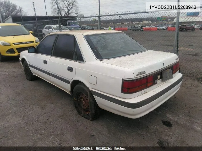 1990 Mazda 626 Dx/Lx VIN: 1YVGD22B1L5268943 Lot: 40503944