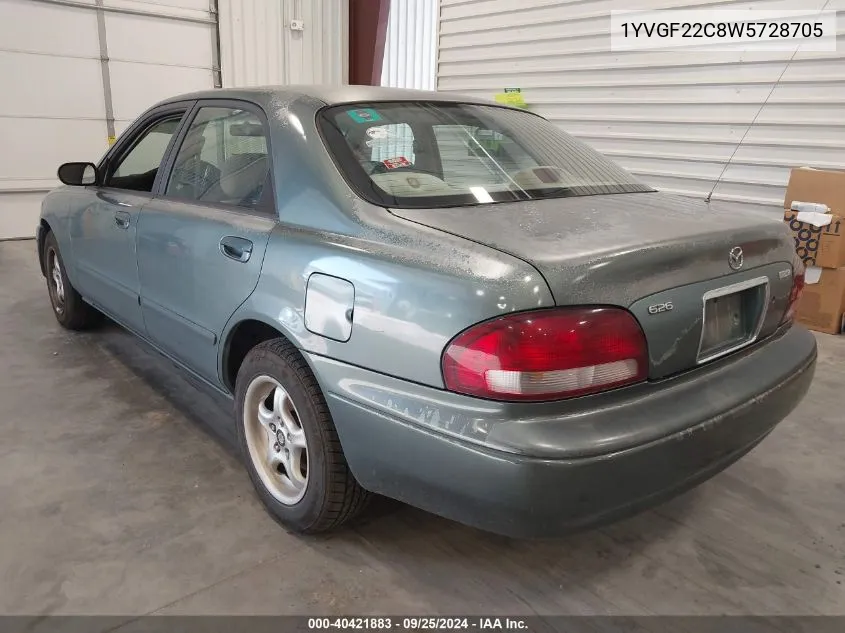 1998 Mazda 626 Dx/Lx VIN: 1YVGF22C8W5728705 Lot: 40421883