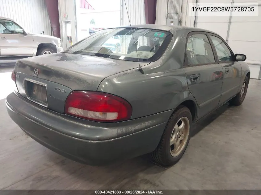 1998 Mazda 626 Dx/Lx VIN: 1YVGF22C8W5728705 Lot: 40421883