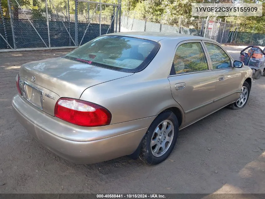 2000 Mazda 626 Es/Lx VIN: 1YVGF22C3Y5155909 Lot: 40588441