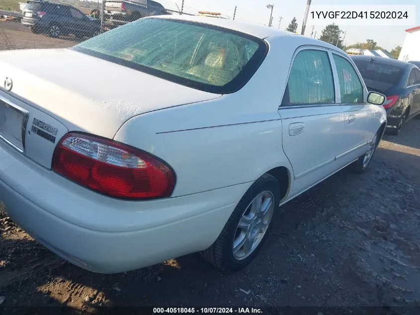 2001 Mazda 626 Es V6/Lx V6 VIN: 1YVGF22D415202024 Lot: 40518045