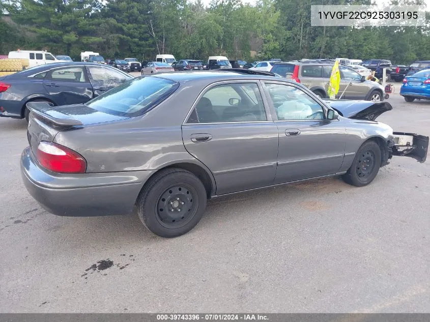 2002 Mazda 626 Lx VIN: 1YVGF22C925303195 Lot: 39743396