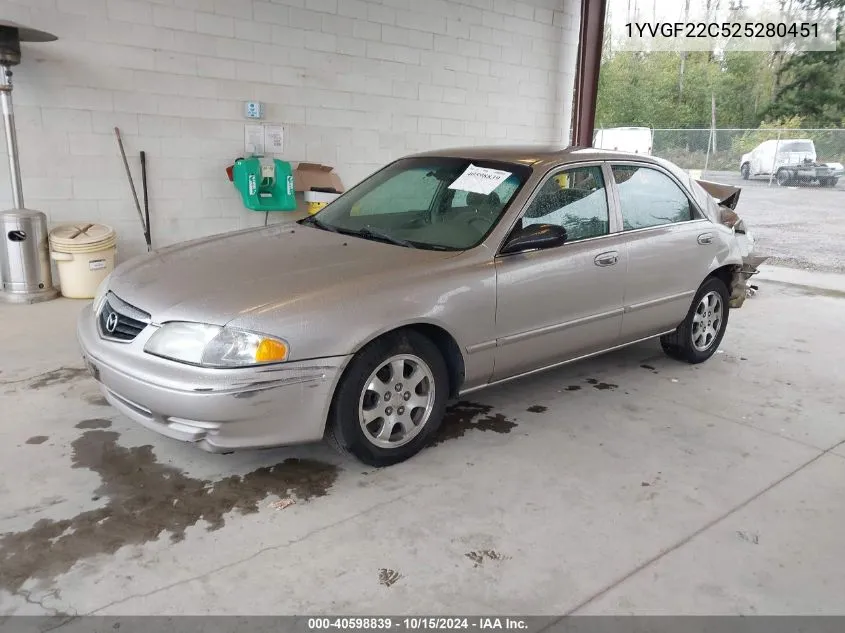 2002 Mazda 626 Lx VIN: 1YVGF22C525280451 Lot: 40598839